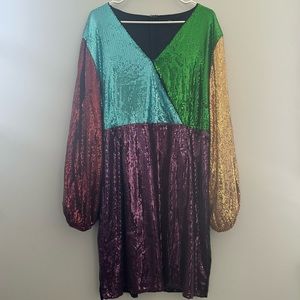 NY & Co | Multicolor Sequin Wrap Dress | XXL | NWT